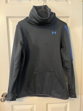 Under Armour Black Funnel Neck Pullover with Blue Accents